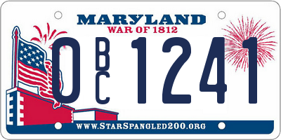 MD license plate 0BC1241