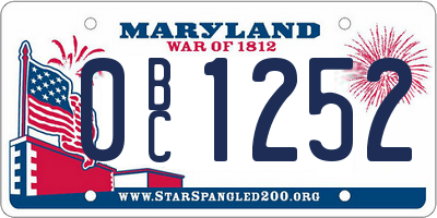 MD license plate 0BC1252