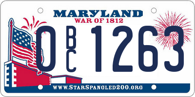 MD license plate 0BC1263