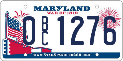 MD license plate 0BC1276