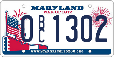 MD license plate 0BC1302