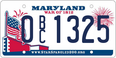 MD license plate 0BC1325