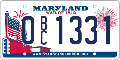 MD license plate 0BC1331