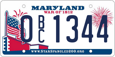 MD license plate 0BC1344