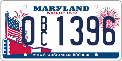 MD license plate 0BC1396