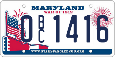 MD license plate 0BC1416
