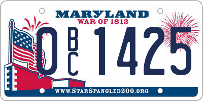 MD license plate 0BC1425