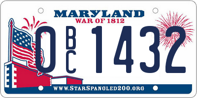 MD license plate 0BC1432