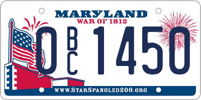 MD license plate 0BC1450