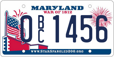 MD license plate 0BC1456