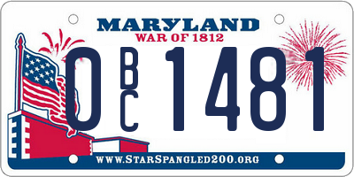 MD license plate 0BC1481