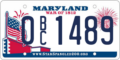 MD license plate 0BC1489