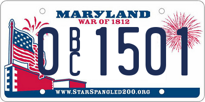 MD license plate 0BC1501