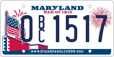 MD license plate 0BC1517