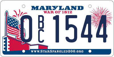 MD license plate 0BC1544
