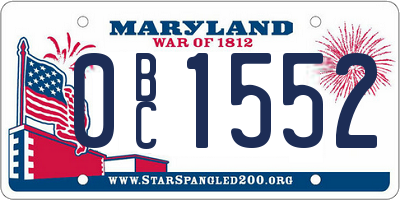 MD license plate 0BC1552