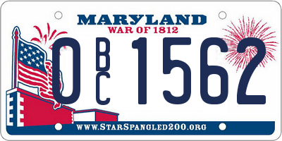 MD license plate 0BC1562