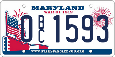 MD license plate 0BC1593