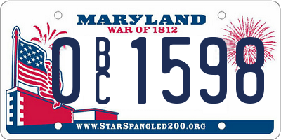MD license plate 0BC1598