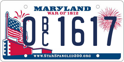 MD license plate 0BC1617