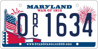 MD license plate 0BC1634