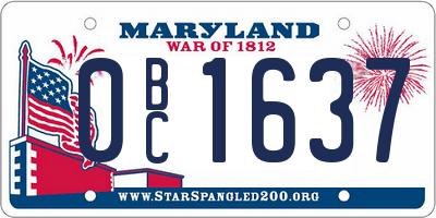 MD license plate 0BC1637
