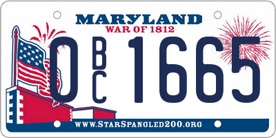 MD license plate 0BC1665