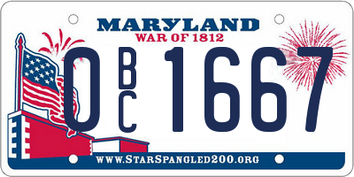 MD license plate 0BC1667