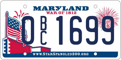 MD license plate 0BC1699