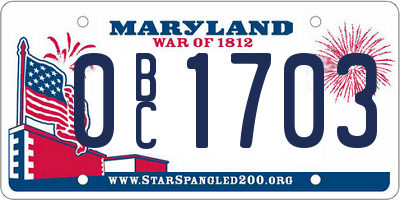 MD license plate 0BC1703