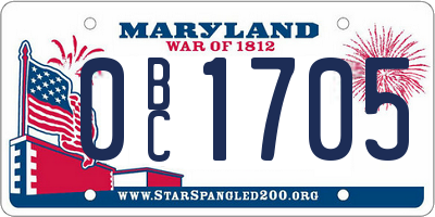 MD license plate 0BC1705
