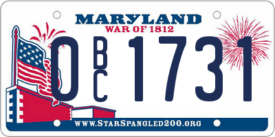 MD license plate 0BC1731
