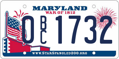 MD license plate 0BC1732