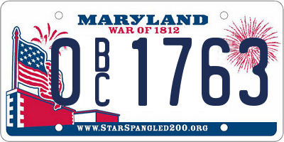 MD license plate 0BC1763