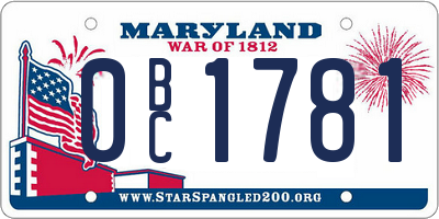 MD license plate 0BC1781