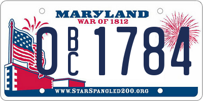 MD license plate 0BC1784