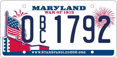 MD license plate 0BC1792