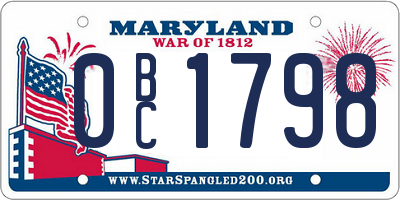 MD license plate 0BC1798