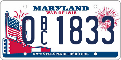 MD license plate 0BC1833
