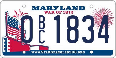 MD license plate 0BC1834
