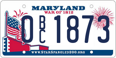 MD license plate 0BC1873