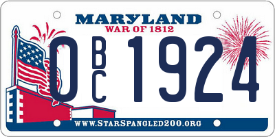 MD license plate 0BC1924