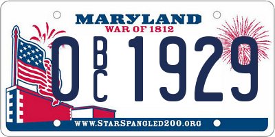 MD license plate 0BC1929
