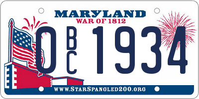 MD license plate 0BC1934