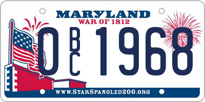 MD license plate 0BC1968