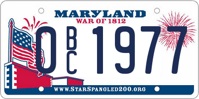 MD license plate 0BC1977