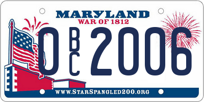 MD license plate 0BC2006