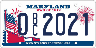 MD license plate 0BC2021