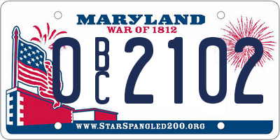 MD license plate 0BC2102