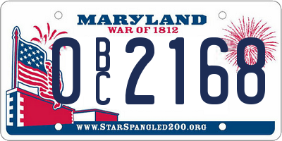 MD license plate 0BC2168